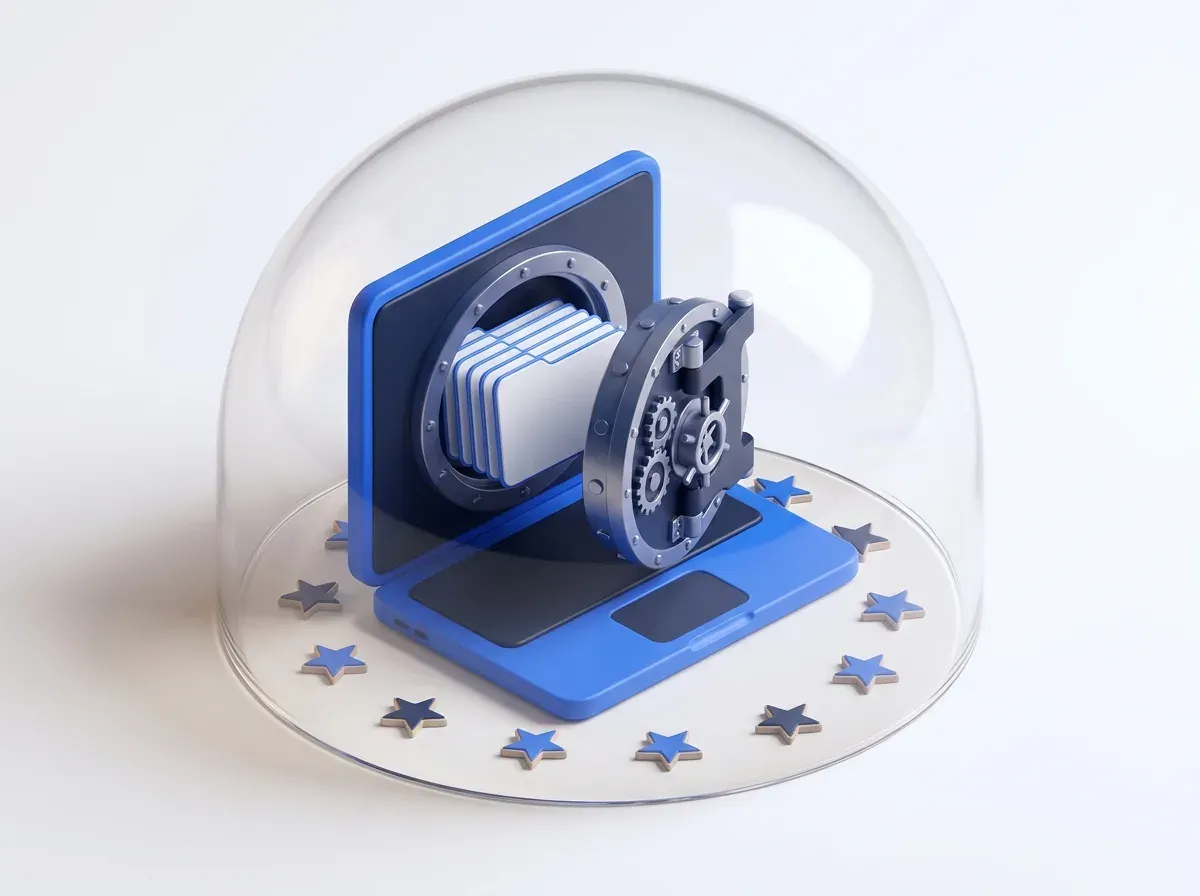 A private vault sealed inside a laptop — data never leaves the device